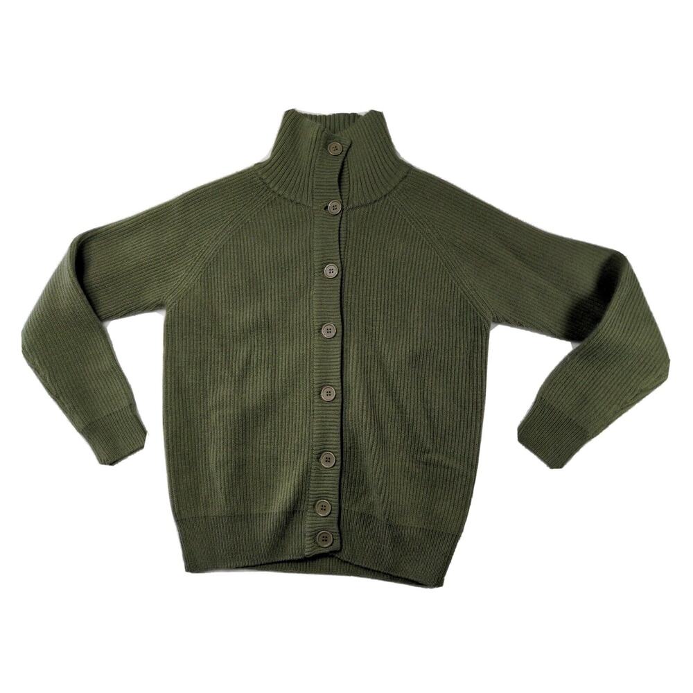 Jemyka Women's Button Down Sweater Turtle Neck Green XL